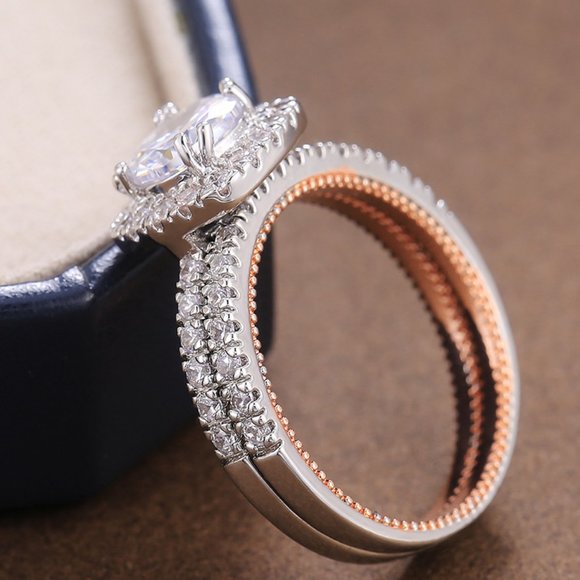 💝 Round Zircon Macro Pave Beautiful Classic Wedding Ring for Women, PD468 - Picture 1 of 7